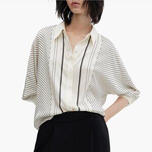 Mango Striped Dolman Sleeve Satin Shirt